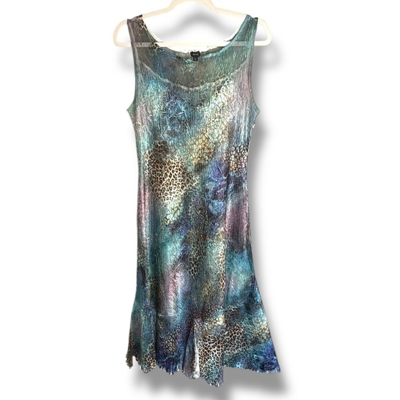 Komarov Leopard Tie Dye Sleeveless Midi Dress Size Large - Picture 1 of 7
